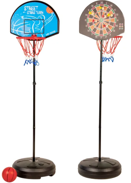 My Hood - Basketball hoop and Dart on a stand - With plastic ball, darts and pump