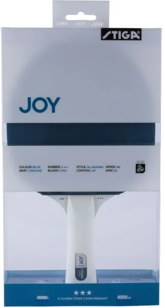 Stiga Joy 3* Table Tennis Bat, Blue/White